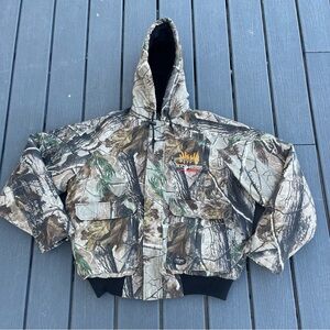 Vintage Walls Camo Jacket Mens Large Regular Tree Bark Insulated Bomber Hooded